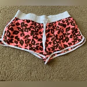 Neon Pink Leopard Print Athletic Shorts